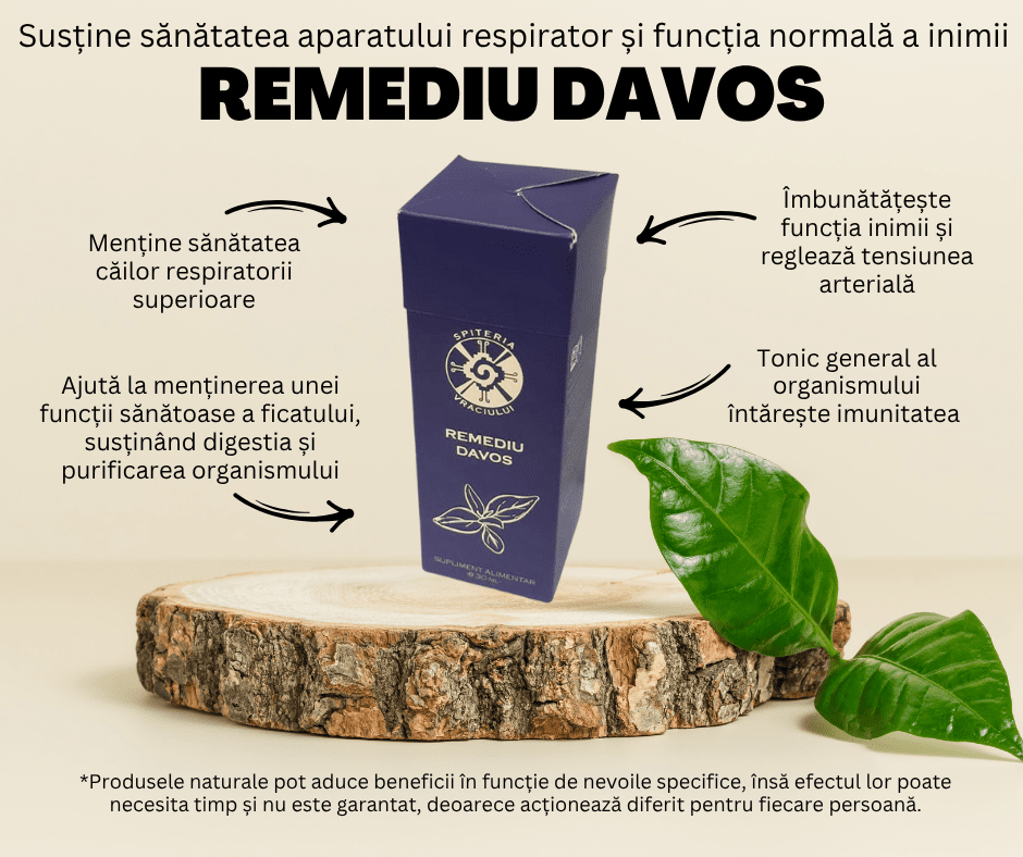 Remediu natural tuse și dureri de gât DAVOS — flacon 30ml Spițeria Vraciului