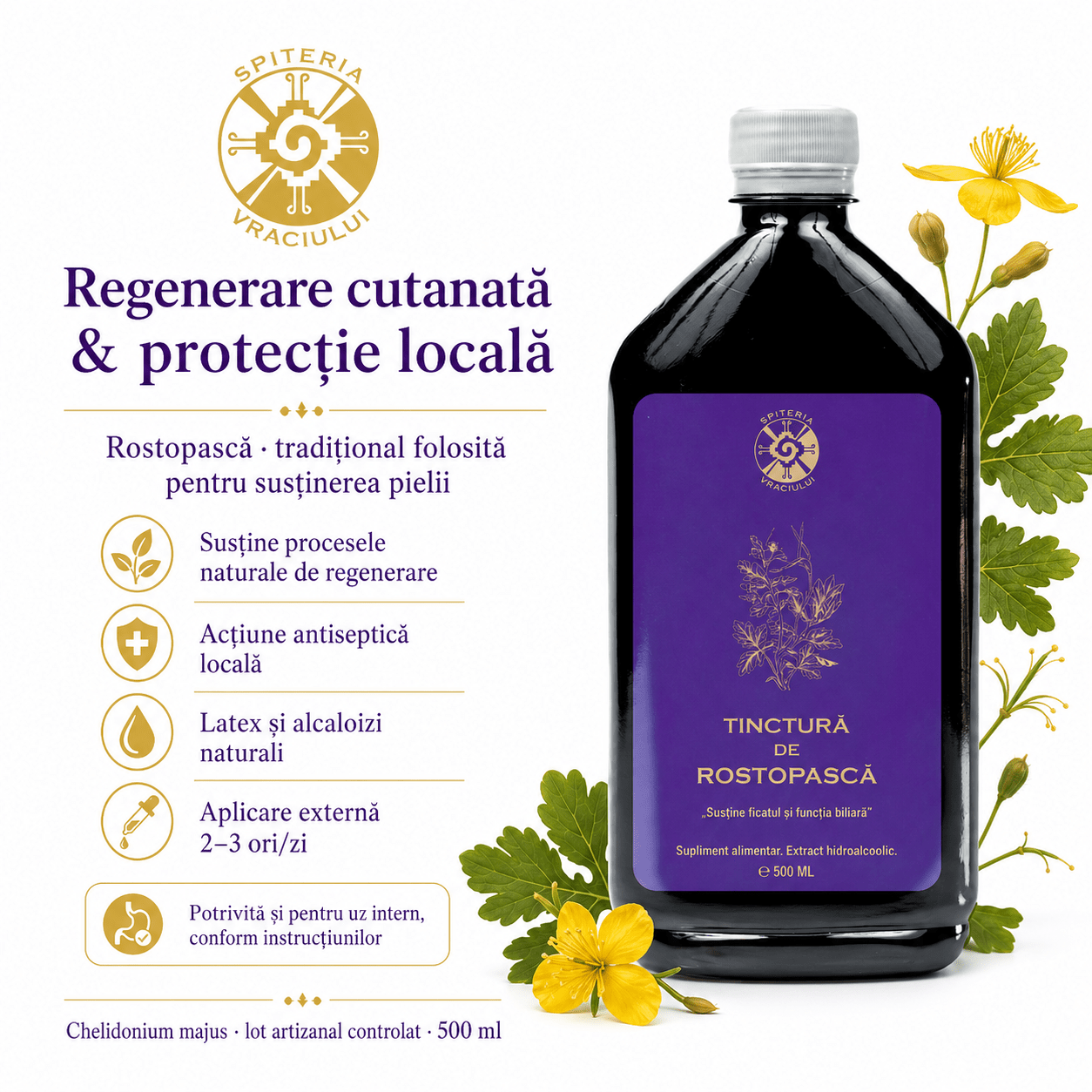 Tinctură de Rostopască – Susține Ficatul și Funcția Biliară | 500ml - Spiteria Vraciului