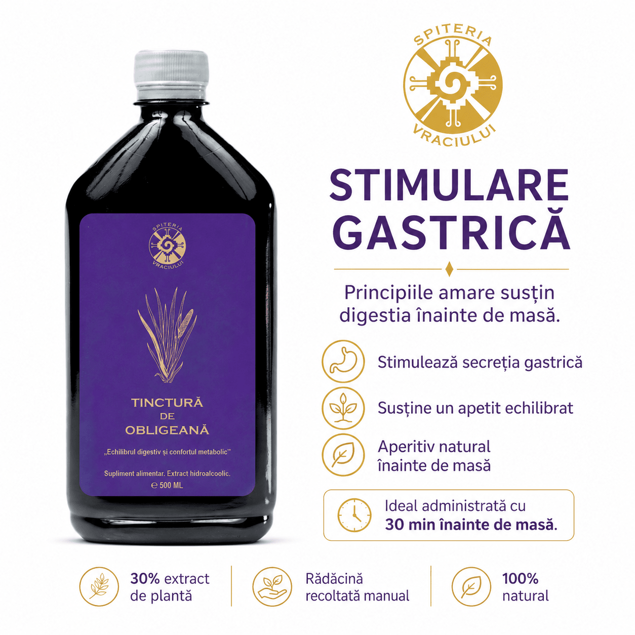 Tinctură de Obligeană – Echilibru Digestiv și Confort Metabolic | 500ml - Spiteria Vraciului