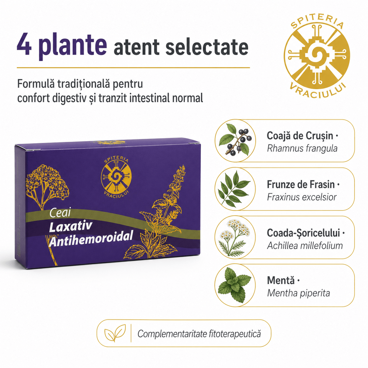 Ceai Natural Laxativ și Antihemoroidal – Tranzit Intestinal Sănătos - Spiteria Vraciului
