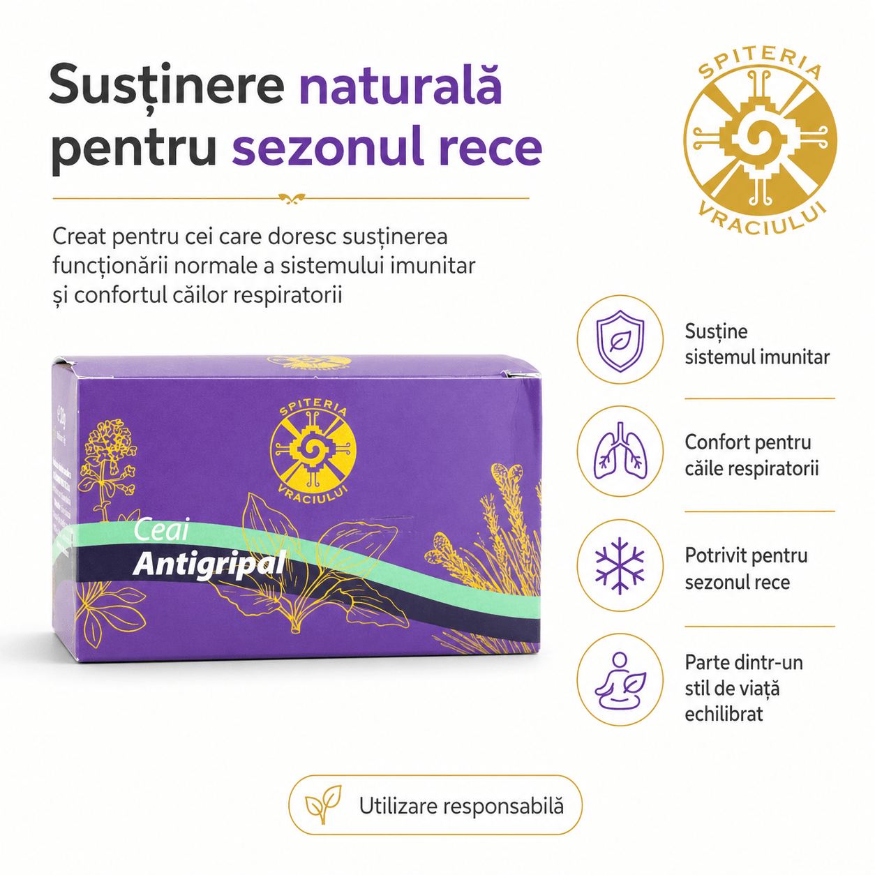 Ceai Antigripal Natural – Remediu Tradițional pentru Răceală și Gripă - Spiteria Vraciului