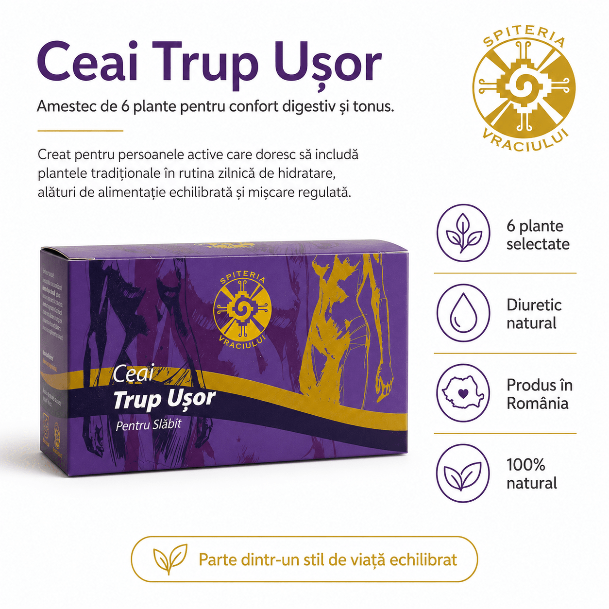 Ceai Natural pentru Slăbit și Detoxifiere – Trup Ușor - Spiteria Vraciului